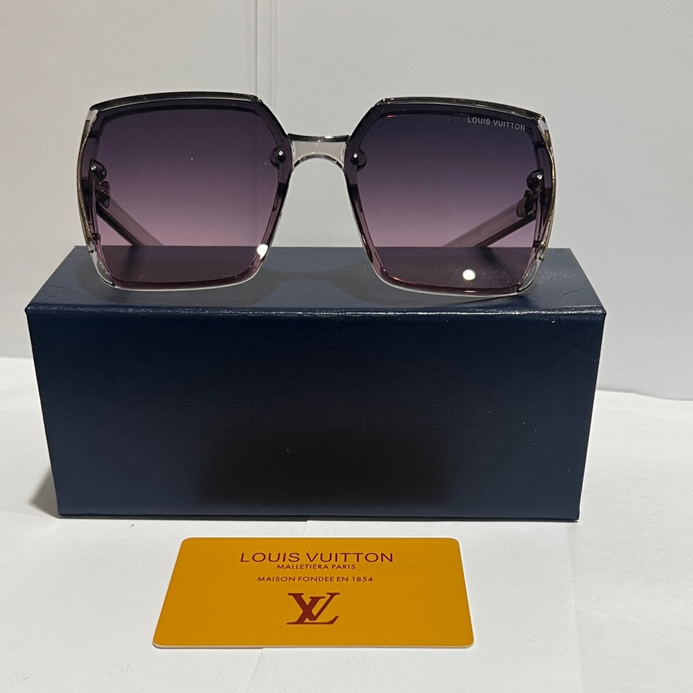 Louis Vuitton Women's Clear Frame Sunglasses with Purple Gradient Lenses